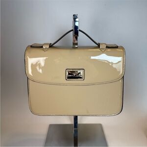 Simply Noelle Beige Patent Shoulder Bag crossbody EUC
